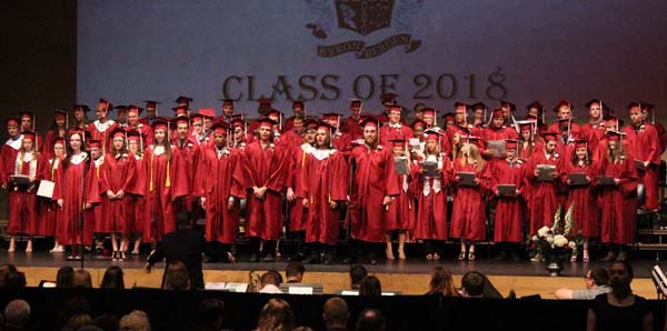 All graduates on stage.