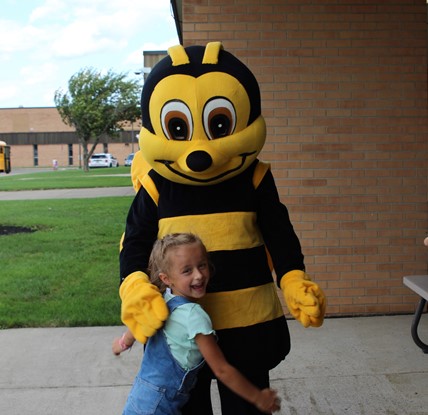 student and mascot