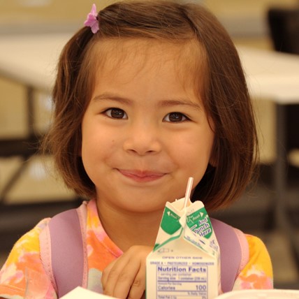 student in cafeteria