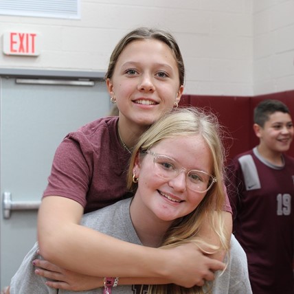 students at a pep rally