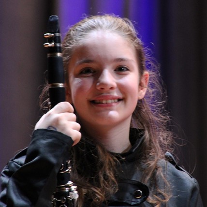 student with clarinet